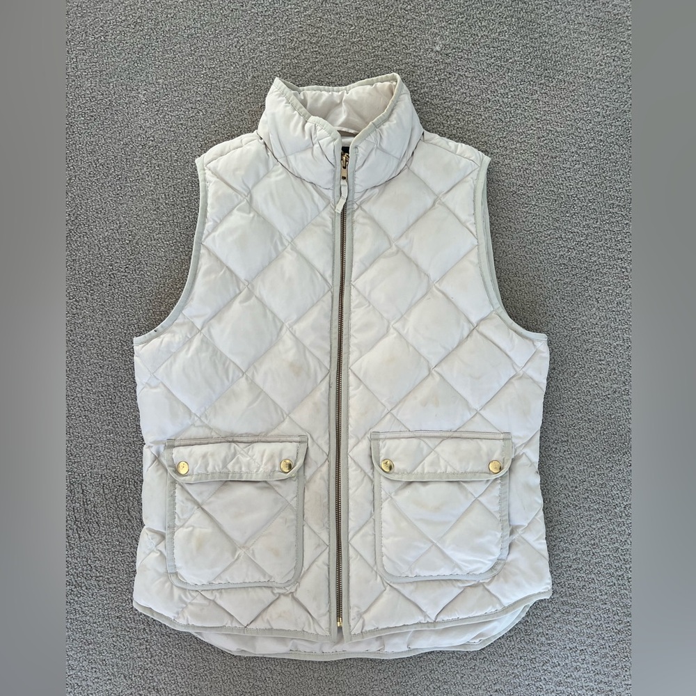 J Crew Ivory Quilted Vest